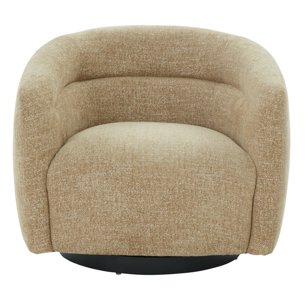 Kellybryn Chenille Swivel Chair With Plush Foam Cushioning, Wood Frame And 360° Metal Base For Cozy Style