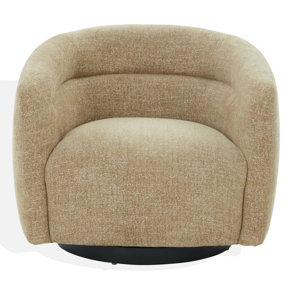 Kellybryn Chenille Swivel Chair With Plush Foam Cushioning, Wood Frame And 360° Metal Base For Cozy Style