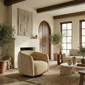 Kellybryn Chenille Swivel Chair With Plush Foam Cushioning, Wood Frame And 360° Metal Base For Cozy Style