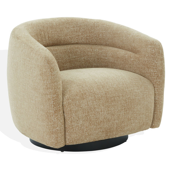 Kellybryn Chenille Swivel Chair With Plush Foam Cushioning, Wood Frame And 360° Metal Base For Cozy Style