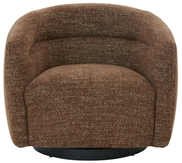 Kellybryn Chenille Swivel Chair With Plush Foam Cushioning, Wood Frame And 360° Metal Base For Cozy Style