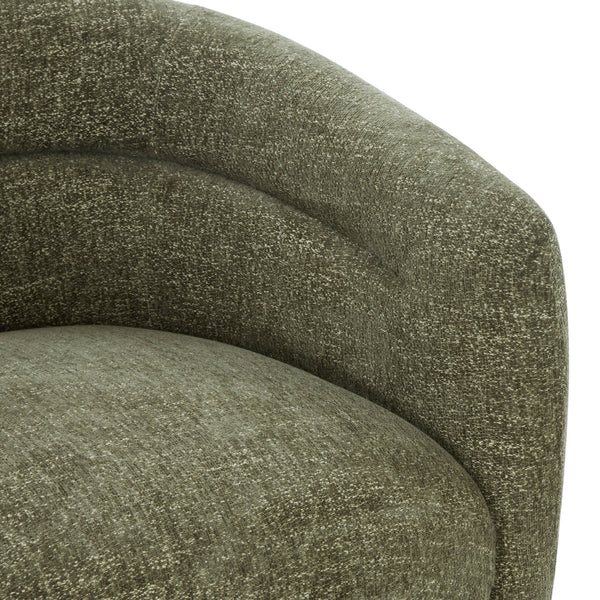 Kellybryn Chenille Swivel Chair With Plush Foam Cushioning, Wood Frame And 360° Metal Base For Cozy Style
