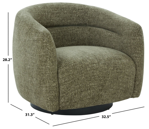 Kellybryn Chenille Swivel Chair With Plush Foam Cushioning, Wood Frame And 360° Metal Base For Cozy Style