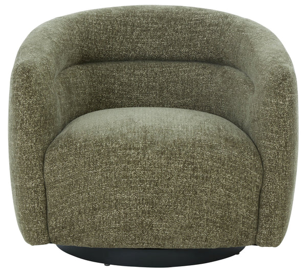 Kellybryn Chenille Swivel Chair With Plush Foam Cushioning, Wood Frame And 360° Metal Base For Cozy Style
