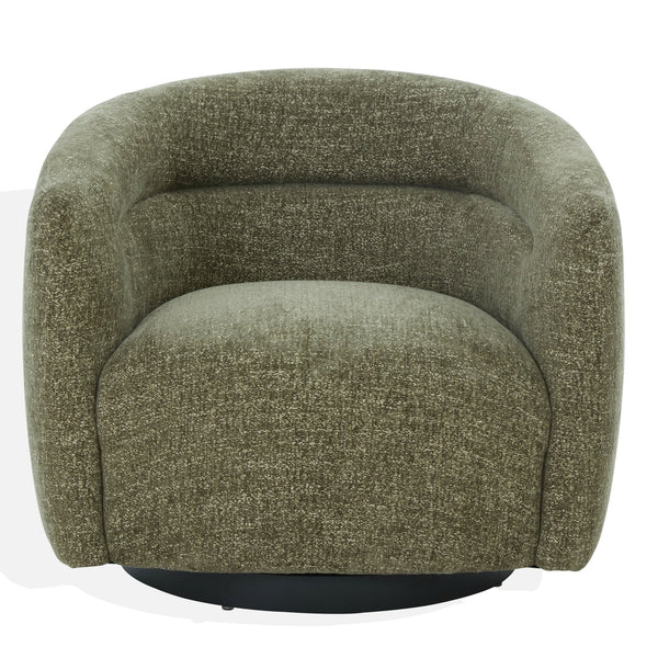 Kellybryn Chenille Swivel Chair With Plush Foam Cushioning, Wood Frame And 360° Metal Base For Cozy Style
