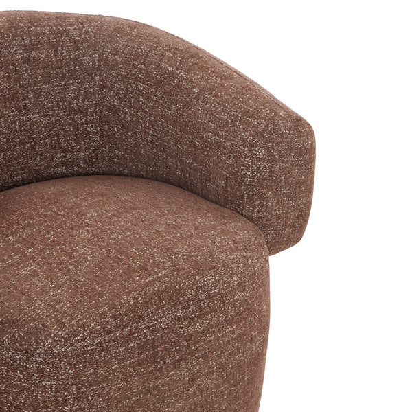 Safavieh Kerriann Barrel Back Swivel Accent Chair Ashwood Frame Foam Cushion Living Room DARK BROWN SFV4886B