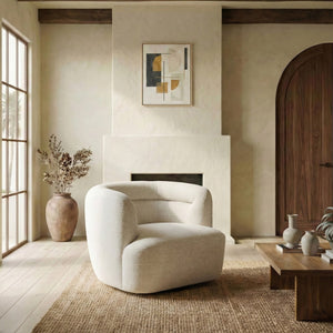 Joangela Barrel-Back Swivel Chair With 360° Rotation, Mid-Century Comfort, Compact Elegant Design