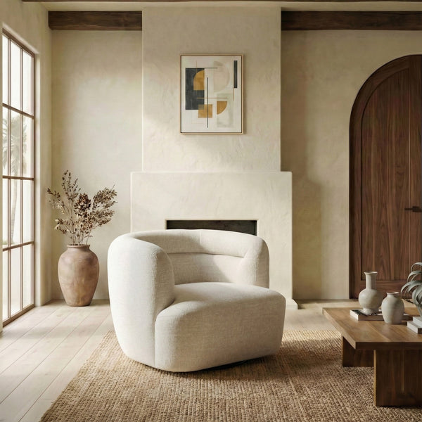 Joangela Barrel-Back Swivel Chair With 360° Rotation, Mid-Century Comfort, Compact Elegant Design