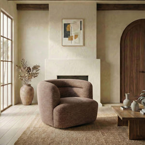 Joangela Barrel-Back Swivel Chair With 360° Rotation, Mid-Century Comfort, Compact Elegant Design