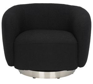 Safavieh Bernard Boucle Swivel Accent Chair Black / Chrome Fabric / Wood / Metal / Foam SFV5018B