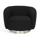 Safavieh Bernard Boucle Swivel Accent Chair Black / Chrome Fabric / Wood / Metal / Foam SFV5018B