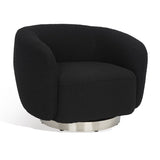 Safavieh Bernard Boucle Swivel Accent Chair Black / Chrome Fabric / Wood / Metal / Foam SFV5018B