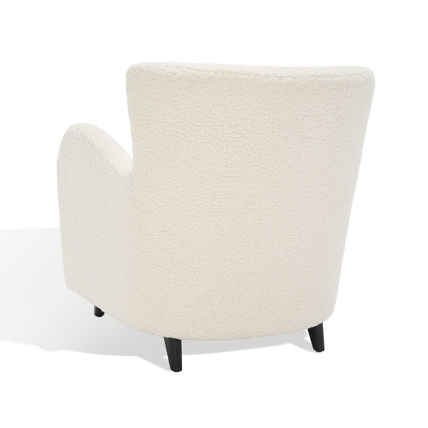 Safavieh RAYANNE Boucle Modern Wingback Chair - Stylish Comfort for Living Rooms & Reading Nooks Ivory SFV5020A