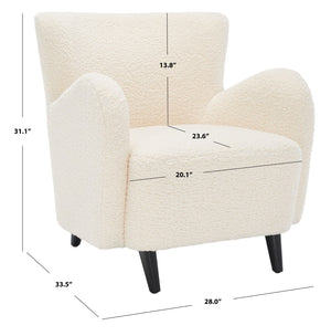 Safavieh RAYANNE Boucle Modern Wingback Chair - Stylish Comfort for Living Rooms & Reading Nooks Ivory SFV5020A