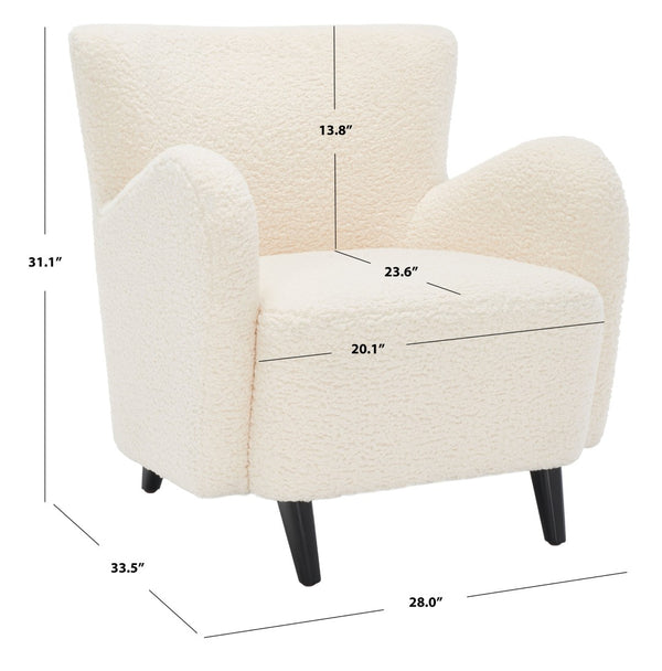 Safavieh RAYANNE Boucle Modern Wingback Chair - Stylish Comfort for Living Rooms & Reading Nooks Ivory SFV5020A