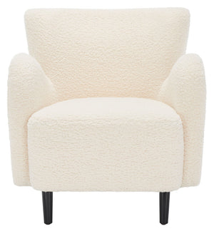 Safavieh RAYANNE Boucle Modern Wingback Chair - Stylish Comfort for Living Rooms & Reading Nooks Ivory SFV5020A