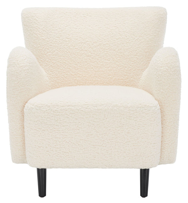 Safavieh RAYANNE Boucle Modern Wingback Chair - Stylish Comfort for Living Rooms & Reading Nooks Ivory SFV5020A