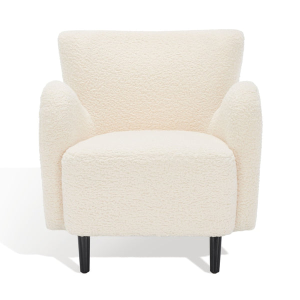 Safavieh RAYANNE Boucle Modern Wingback Chair - Stylish Comfort for Living Rooms & Reading Nooks Ivory SFV5020A