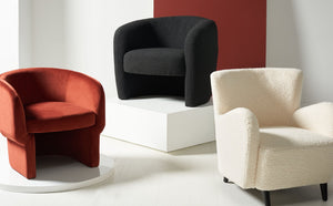 Safavieh EVERLY Boucle Barrel Back Accent Chair - Contemporary Comfort with Elegant Design for Any Space Black SFV5029B