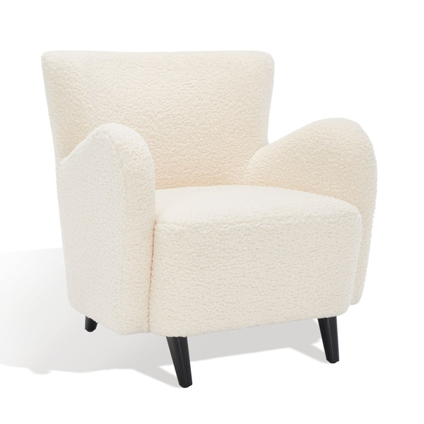 Safavieh RAYANNE Boucle Modern Wingback Chair - Stylish Comfort for Living Rooms & Reading Nooks Ivory SFV5020A