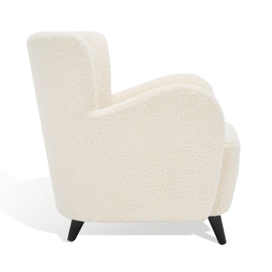 Safavieh RAYANNE Boucle Modern Wingback Chair - Stylish Comfort for Living Rooms & Reading Nooks Ivory SFV5020A