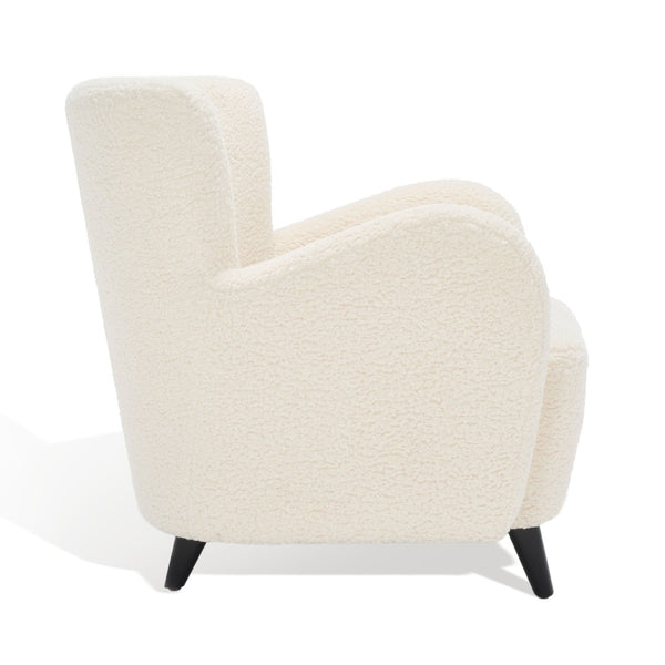 Safavieh RAYANNE Boucle Modern Wingback Chair - Stylish Comfort for Living Rooms & Reading Nooks Ivory SFV5020A