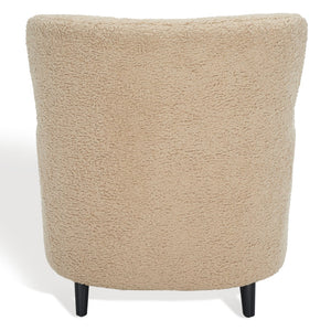 Safavieh RAYANNE Boucle Modern Wingback Chair - Stylish Comfort for Living Rooms & Reading Nooks Light Brown SFV5020B