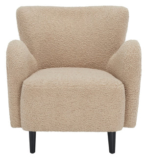 Safavieh RAYANNE Boucle Modern Wingback Chair - Stylish Comfort for Living Rooms & Reading Nooks Light Brown SFV5020B