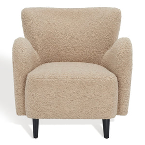 Safavieh RAYANNE Boucle Modern Wingback Chair - Stylish Comfort for Living Rooms & Reading Nooks Light Brown SFV5020B
