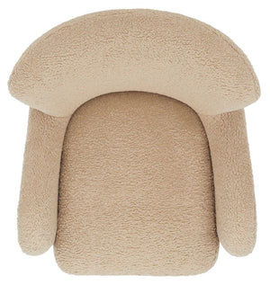 Safavieh RAYANNE Boucle Modern Wingback Chair - Stylish Comfort for Living Rooms & Reading Nooks Light Brown SFV5020B