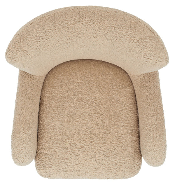 Safavieh RAYANNE Boucle Modern Wingback Chair - Stylish Comfort for Living Rooms & Reading Nooks Light Brown SFV5020B