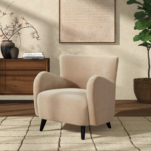 Safavieh RAYANNE Boucle Modern Wingback Chair - Stylish Comfort for Living Rooms & Reading Nooks Tan SFV5020D