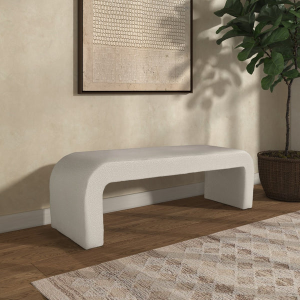 Safavieh CARALYNN Boucle Bench in Ivory - Stylish, Versatile Seating for Entryways, Bedrooms, or Living Rooms SFV5027A