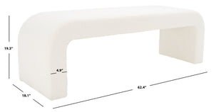 Safavieh CARALYNN Boucle Bench in Ivory - Stylish, Versatile Seating for Entryways, Bedrooms, or Living Rooms SFV5027A