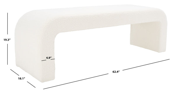 Safavieh CARALYNN Boucle Bench in Ivory - Stylish, Versatile Seating for Entryways, Bedrooms, or Living Rooms SFV5027A