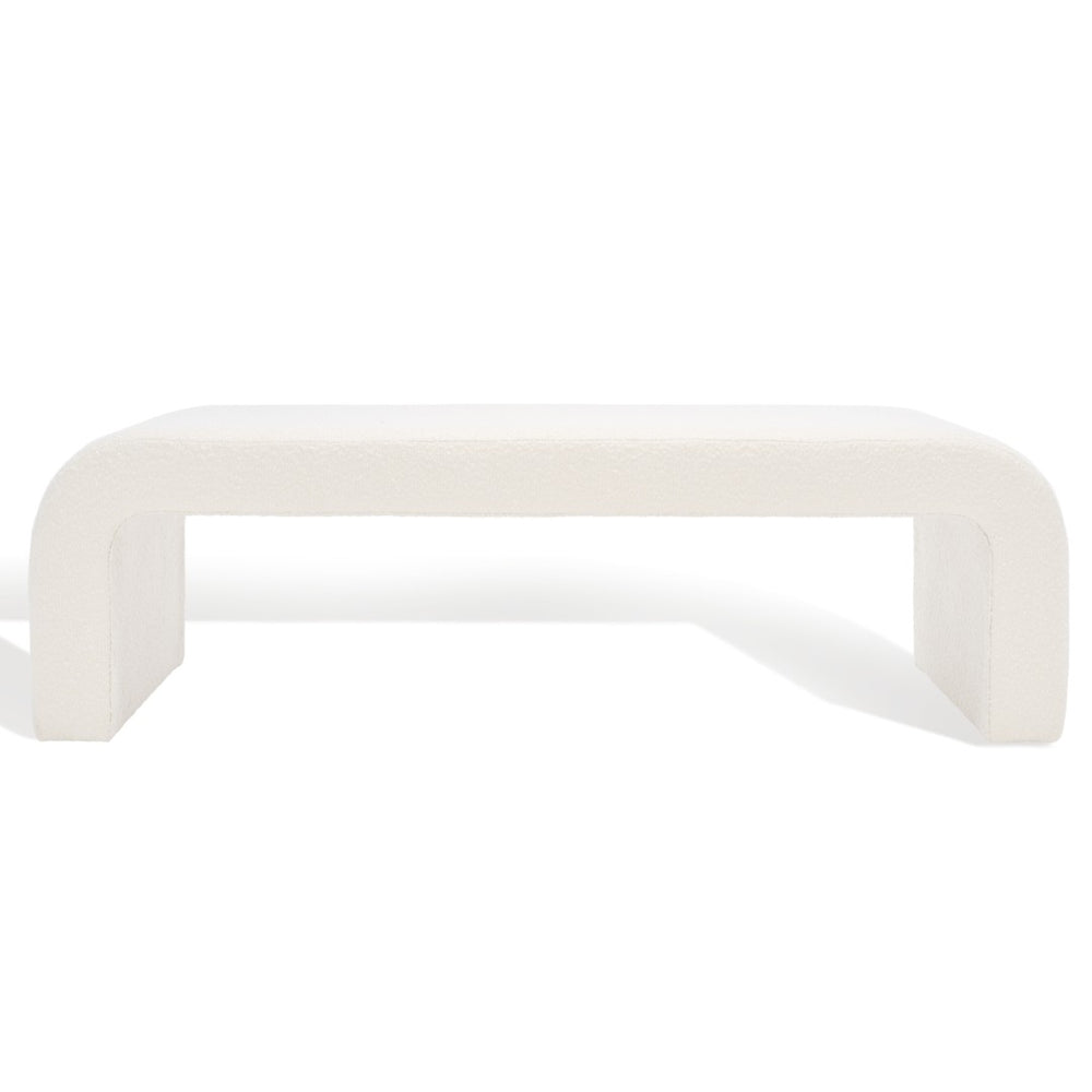 Safavieh CARALYNN Boucle Bench in Ivory - Stylish, Versatile Seating for Entryways, Bedrooms, or Living Rooms SFV5027A