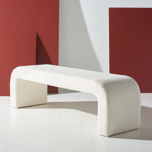 Safavieh CARALYNN Boucle Bench in Ivory - Stylish, Versatile Seating for Entryways, Bedrooms, or Living Rooms SFV5027A