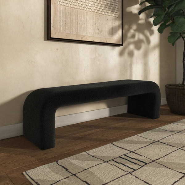 Safavieh CARALYNN Boucle Bench in Black - Stylish, Versatile Seating for Entryways, Bedrooms & Living Spaces SFV5027B