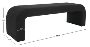 Safavieh CARALYNN Boucle Bench in Black - Stylish, Versatile Seating for Entryways, Bedrooms & Living Spaces SFV5027B