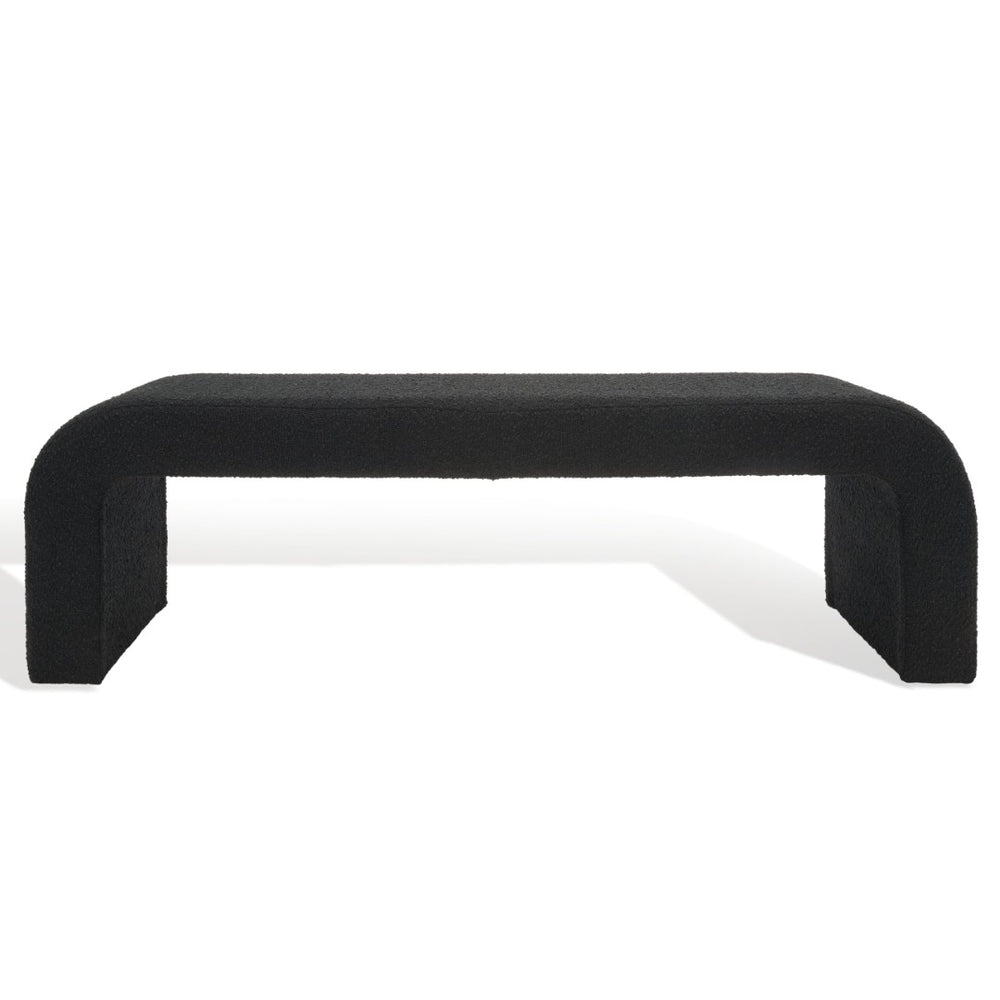 Safavieh CARALYNN Boucle Bench in Black - Stylish, Versatile Seating for Entryways, Bedrooms & Living Spaces SFV5027B