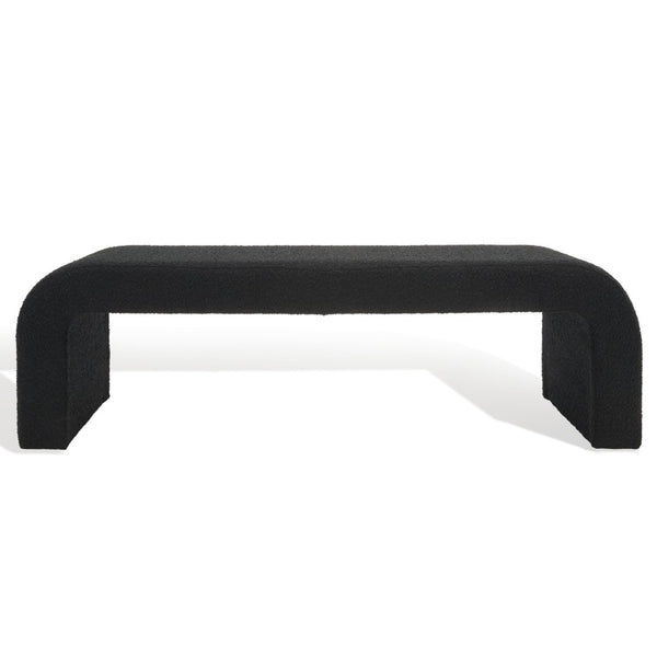Safavieh CARALYNN Boucle Bench in Black - Stylish, Versatile Seating for Entryways, Bedrooms & Living Spaces SFV5027B