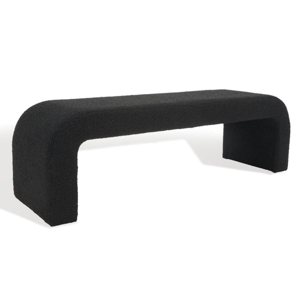 Safavieh CARALYNN Boucle Bench in Black - Stylish, Versatile Seating for Entryways, Bedrooms & Living Spaces SFV5027B
