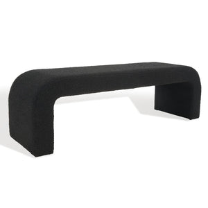 Safavieh CARALYNN Boucle Bench in Black - Stylish, Versatile Seating for Entryways, Bedrooms & Living Spaces SFV5027B