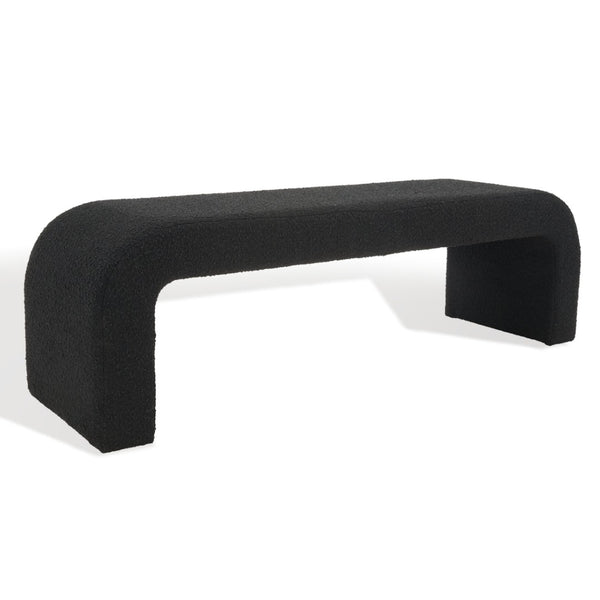 Safavieh CARALYNN Boucle Bench in Black - Stylish, Versatile Seating for Entryways, Bedrooms & Living Spaces SFV5027B