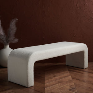 Safavieh CARALYNN Boucle Bench - Elegant Contemporary Design for Entryways, Living Rooms, and Bedrooms White SFV5027C