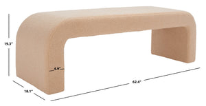 Safavieh CARALYNN Boucle Bench - Elegant Contemporary Design for Entryways, Living Rooms, and Bedrooms Tan SFV5027D
