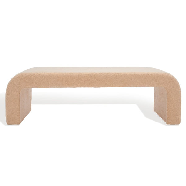 Safavieh CARALYNN Boucle Bench - Elegant Contemporary Design for Entryways, Living Rooms, and Bedrooms Tan SFV5027D