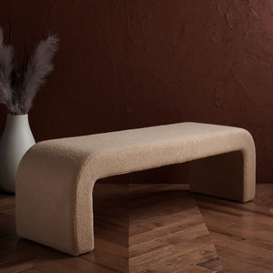 Safavieh CARALYNN Boucle Bench - Elegant Contemporary Design for Entryways, Living Rooms, and Bedrooms Tan SFV5027D