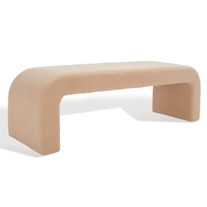 Safavieh CARALYNN Boucle Bench - Elegant Contemporary Design for Entryways, Living Rooms, and Bedrooms Tan SFV5027D