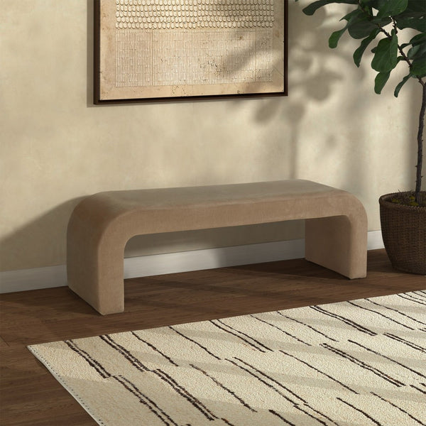 Safavieh CARALYNN Upholstered Light Brown Bench - Elegant, Versatile Seating for Entryways & Living Spaces SFV5027G